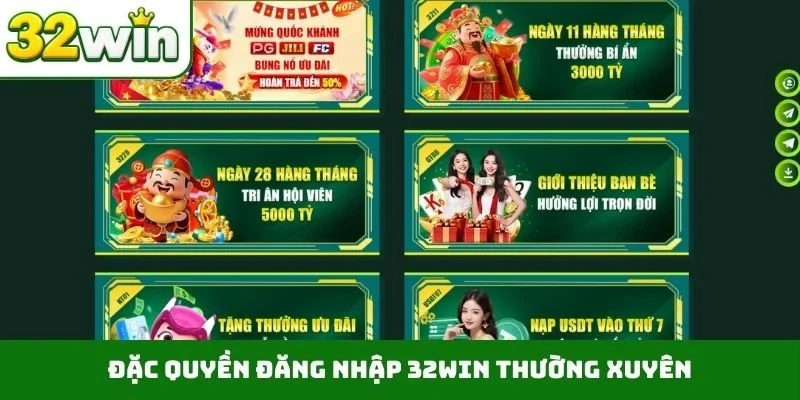 Đăng Nhập 32WIN - Hướng Dẫn 4 Bước Truy Cập Trang Chủ 2 Đặc quyền đăng nhập 32WIN thường xuyên