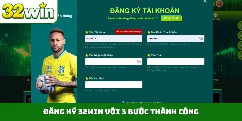 Đăng ký 32WIN với 3 bước thành công