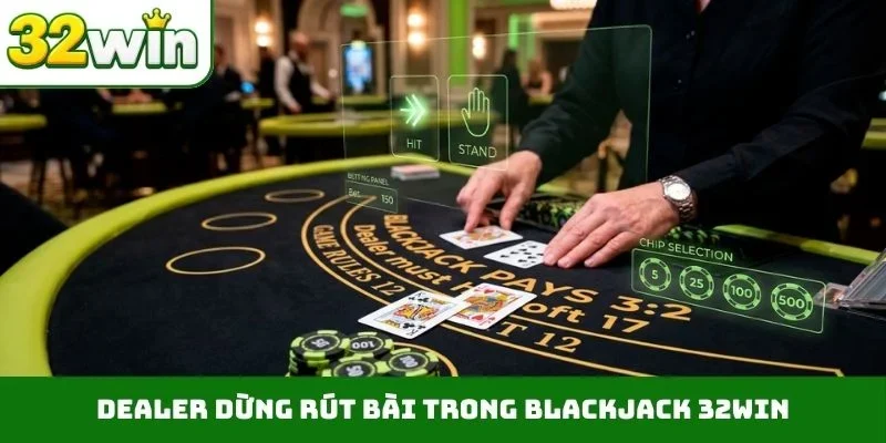 Dealer dừng rút bài trong blackjack 32WIN