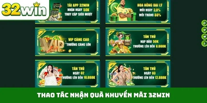 Khuyến Mãi 32WIN 3 Thao tác nhận quà khuyến mãi 32WIN