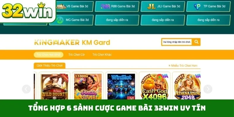 Game bài 32WIN 3 Tổng hợp 6 sảnh cược game bài 32WIN uy tín